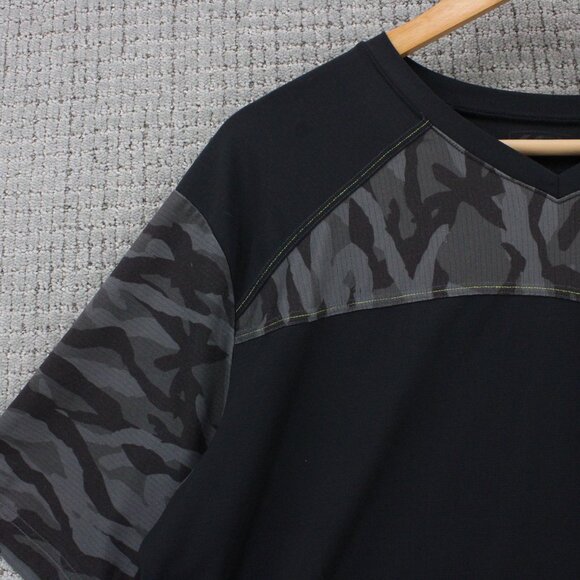 Garneau Cycling Shirt Mens XL Black Solid Short Sleeve V Neck Camo Arms - Picture 4 of 8